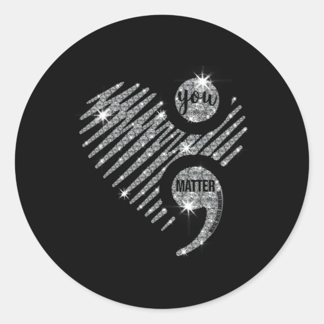 Problem Semi Colon Heart Suicide Awareness Prevent Classic Round Sticker (Front)