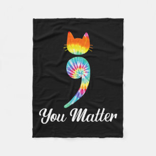 Problem Semicolon Tie Dye Cat Suicide Prevention Fleece Blanket