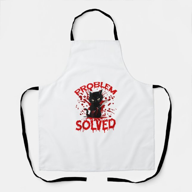 Problem Solved Black cat  Apron (Front)