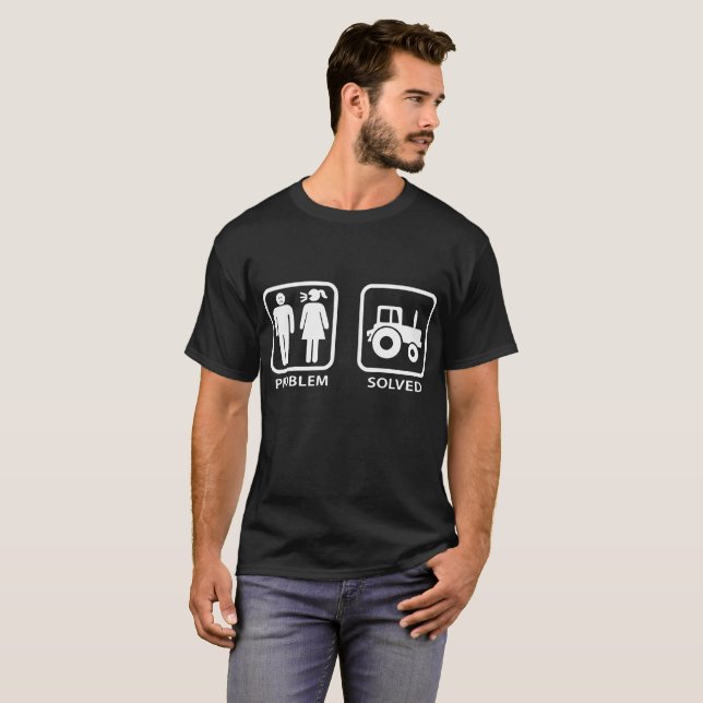 Problem Solved - Tractor Mens Funny Farming Farmer T-Shirt (Front Full)