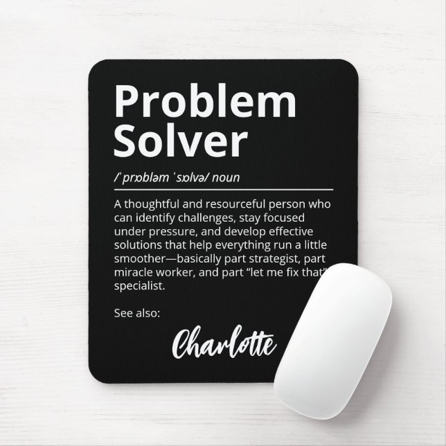 Problem Solver Funny Definition Black Mouse Pad (With Mouse)