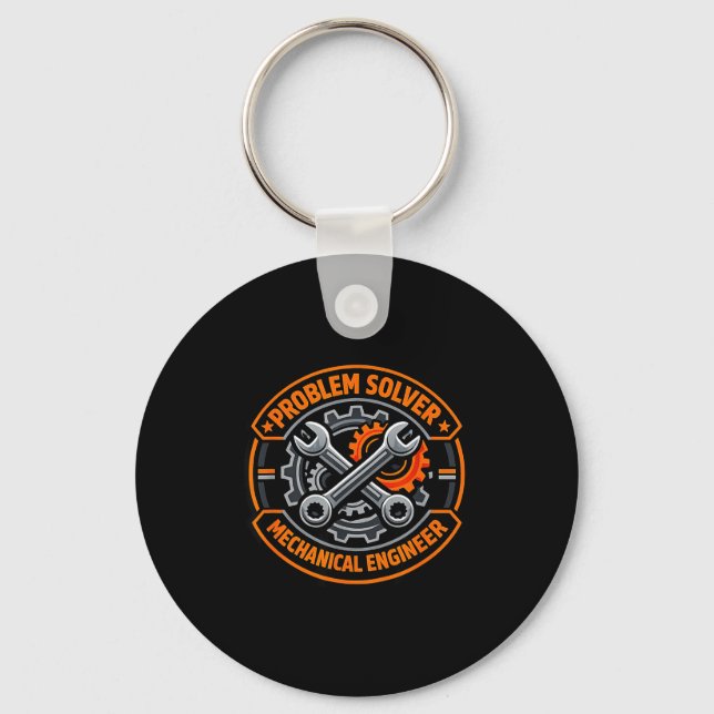 Problem solver mechanical engineer badge pro key ring (Front)