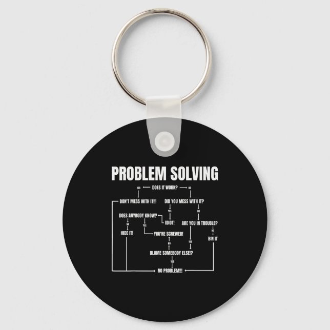 Problem Solving Chart Geek Nerd Computer Programme Key Ring (Front)