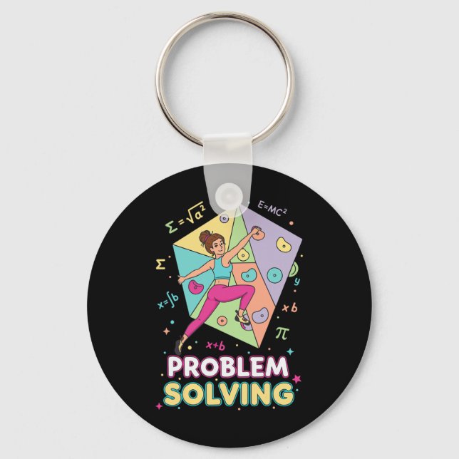 Problem Solving Climbing Math Fun Rock Bouldering  Key Ring (Front)
