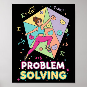 Problem Solving Climbing Math Fun Rock Bouldering Poster