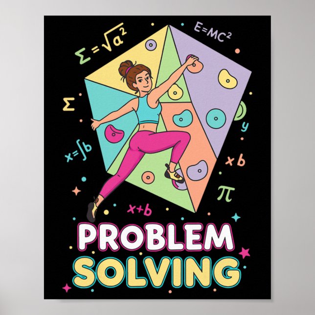 Problem Solving Climbing Math Fun Rock Bouldering  Poster (Front)