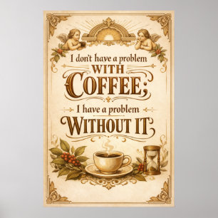 Problem Without Coffee Vintage Typography Art Poster