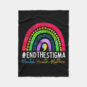 Problems End The Stigma Rainbow Boho 1 Fleece Blanket