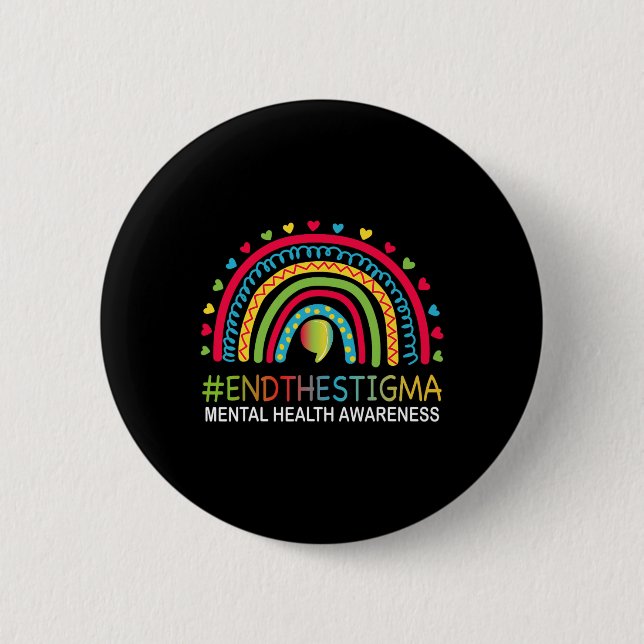 Problems End The Stigma Rainbow Boho  6 Cm Round Badge (Front)