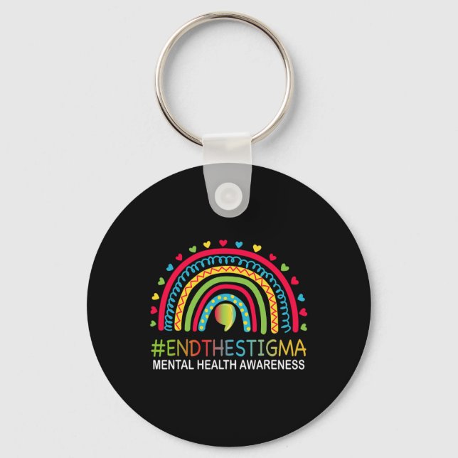 Problems End The Stigma Rainbow Boho  Key Ring (Front)