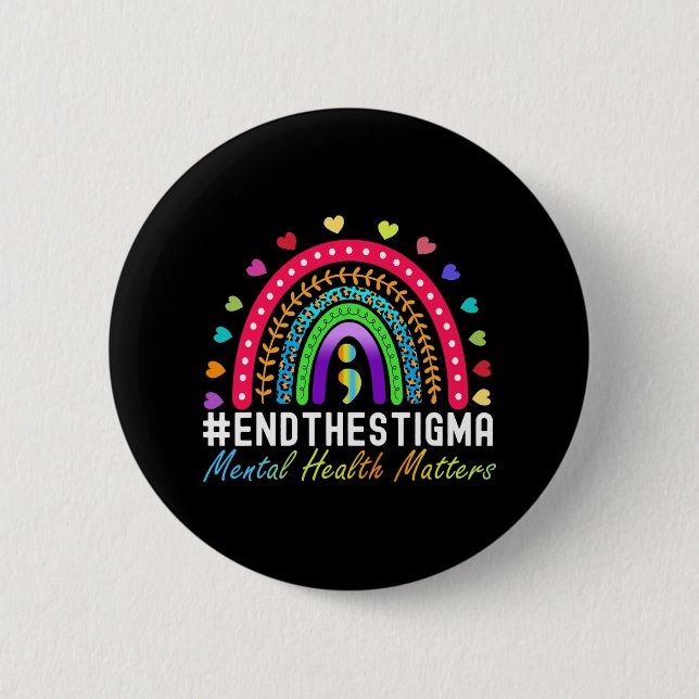 Problems End The Stigma Rainbow Leopard Boho  6 Cm Round Badge (Front)