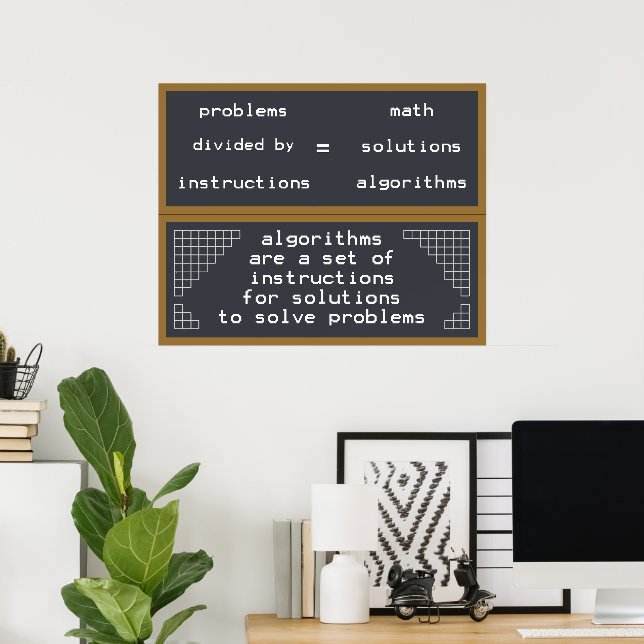 problems instructions solutions math algorithms poster (Home Office)
