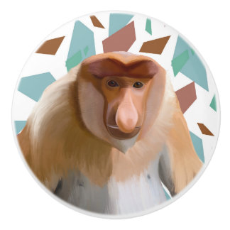 Proboscis Monkey Endangered Species  Ceramic Knob