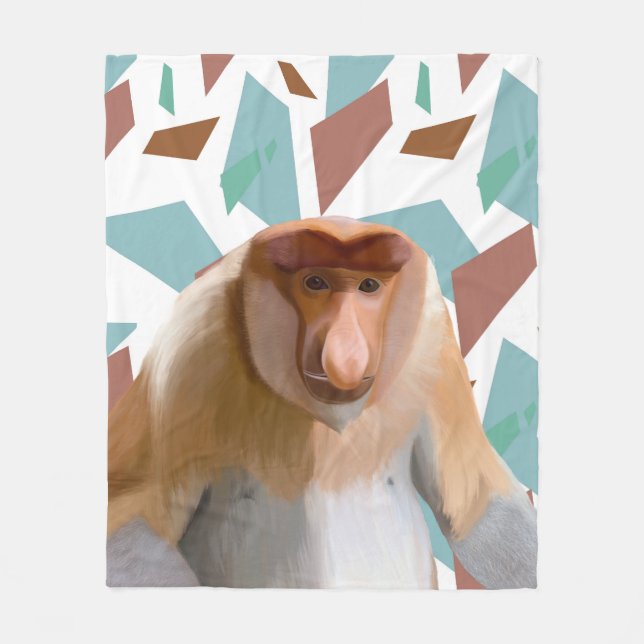 Proboscis Monkey Endangered Species  Fleece Blanket (Front)