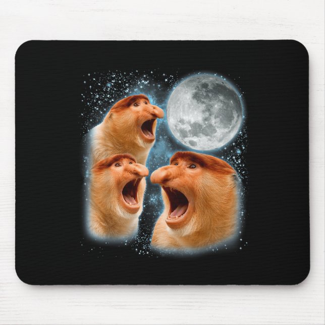 Proboscis monkey lover galaxy moon wildlife animal mouse pad (Front)