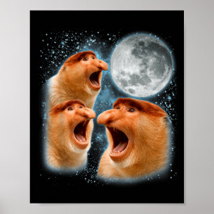 Proboscis monkey lover galaxy moon wildlife animal poster