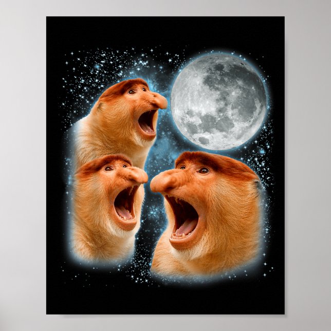 Proboscis monkey lover galaxy moon wildlife animal poster (Front)