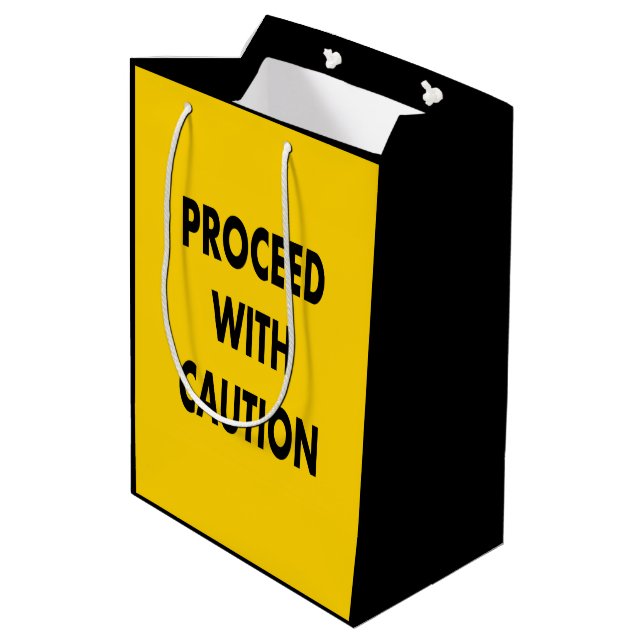 Proceed With Caution Road Sign  Medium Gift Bag (Back Angled)