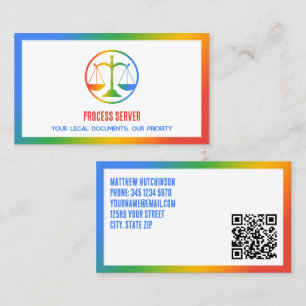 Process Server Colourful Custom QR Business Card