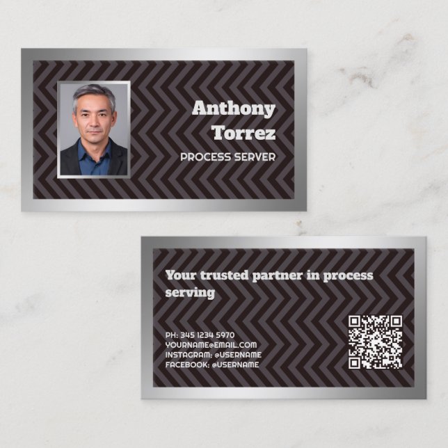 Process Server Custom QR Photo Business Card (Front/Back)