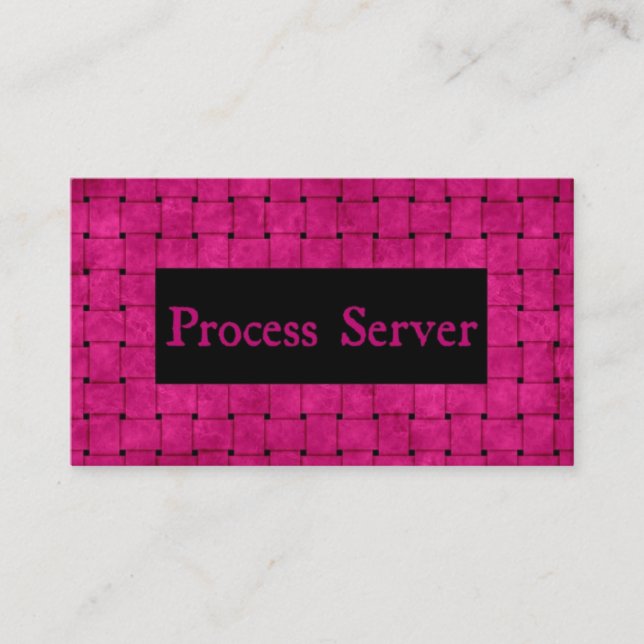 Process Server Pink Weaved Business Card (Front)