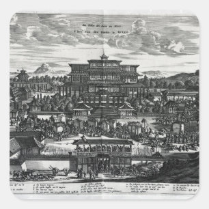 Procession from Macau, an illustration Square Sticker