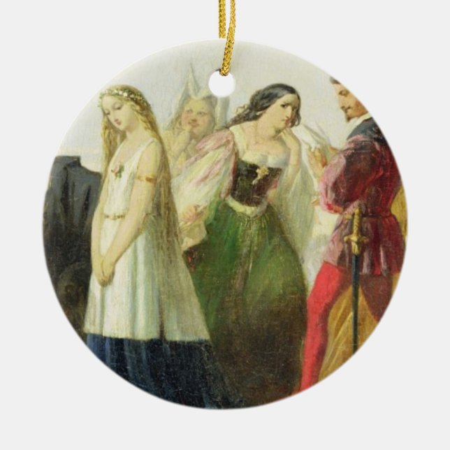 Procession of characters from Shakespeare (oil on Ceramic Tree Decoration (Front)