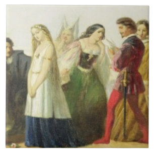 Procession of characters from Shakespeare (oil on Tile