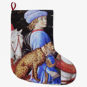 Procession of Magus Melchior,Horse Riders,Wild Cat Large Christmas Stocking