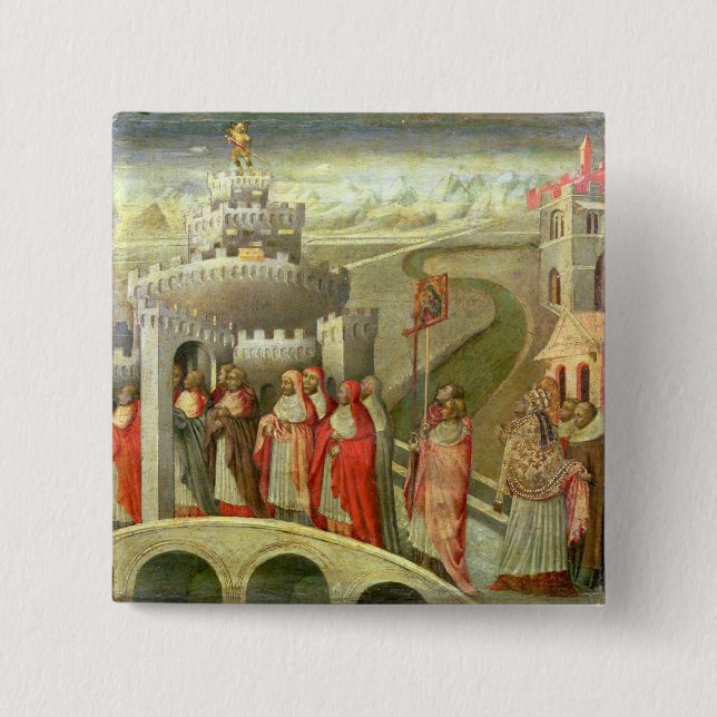 Procession of St. Gregory to the Castel St. Angelo 15 Cm Square Badge (Front)