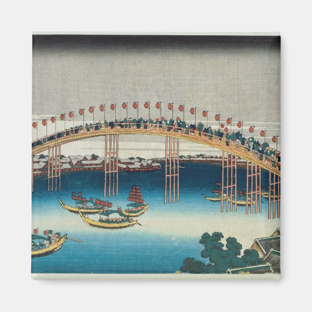 Procession over a Bridge (colour woodblock print) Magnet (Front)