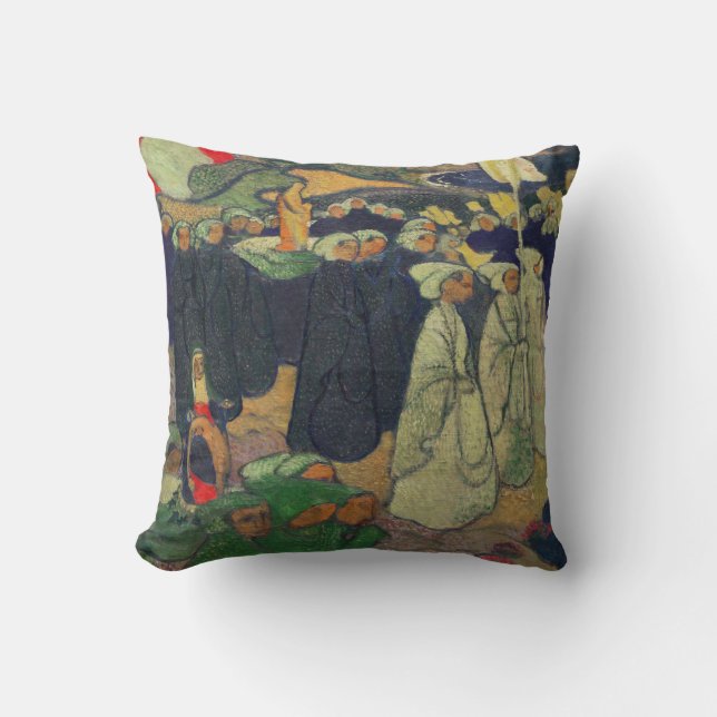 Procession vintage painting religious parade cushion (Front)