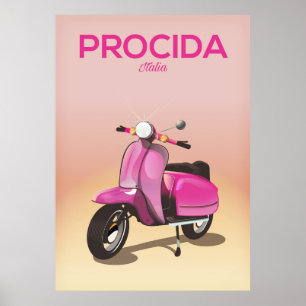 Procida Italy scooter vacation poster