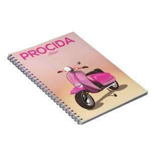 Procida Italy scooter vacation poster Spiral Notebook