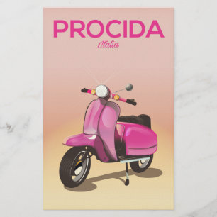 Procida Italy scooter vacation poster Stationery
