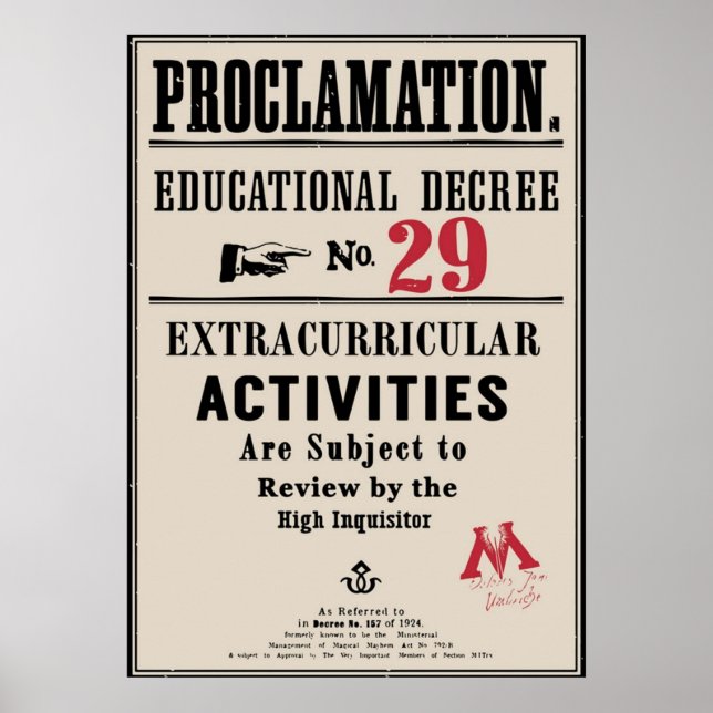 Proclamation Educational Decree No29 Poster (Front)