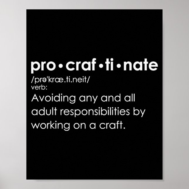 Procraftinate Definition - Avoiding Any And All Ad Poster (Front)