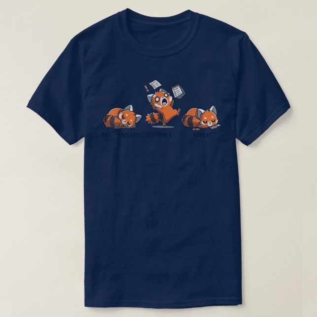 Procrastinate Panic Repeat  Daily Distressed Red P T-Shirt (Design Front)