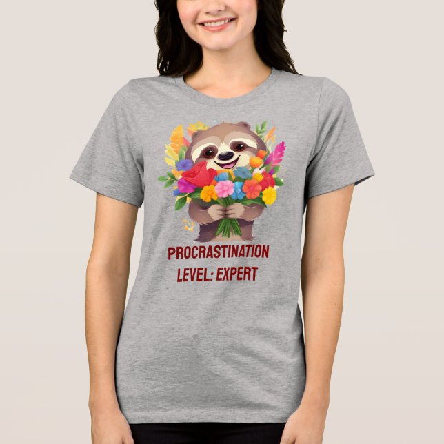 Procrastination Level: Expert – Funny Sloth Tee  (Front)