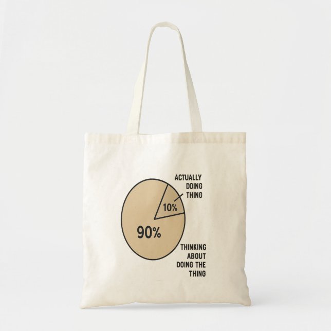 Procrastination Pie Chart – Thinking vs. Doing Fun Tote Bag (Front)