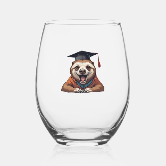 Procrastination University � Official Member Class Stemless Wine Glass (Front)