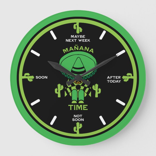 Procrastinator Lazy Person Gift Large Clock (Front)