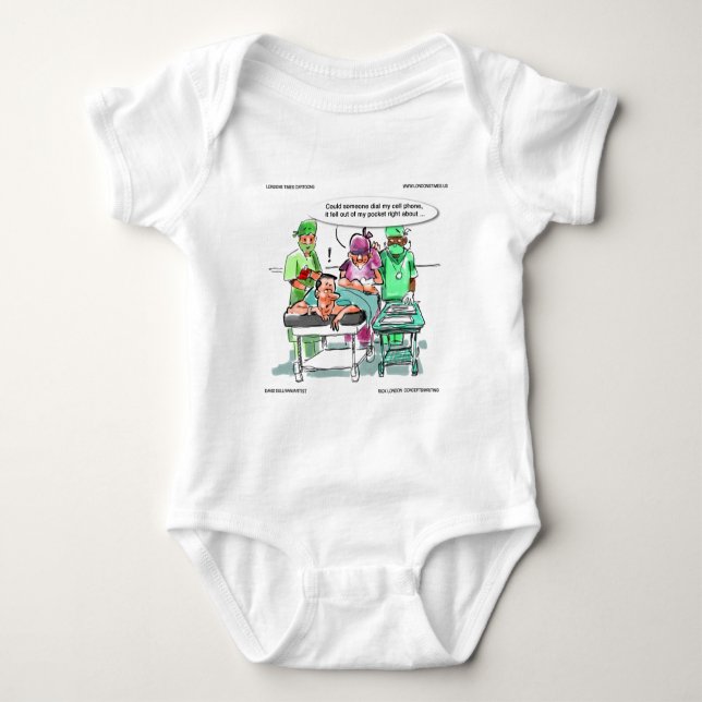 Proctologist Loses Cell Phone Funny Baby Bodysuit (Front)