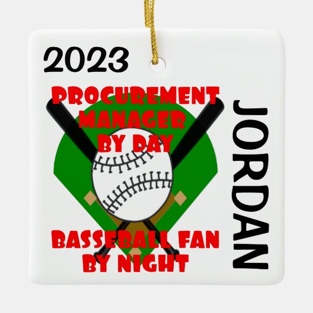 Procurement Manager Loves Baseball CUSTOM Ceramic Ornament (Front)