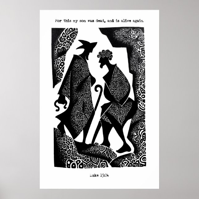 Prodigal Son Art Print Luke 15 24 Scripture Poster (Front)