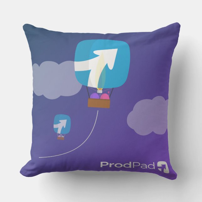 ProdPad 'Up, Up and Away' Cushion (Front)