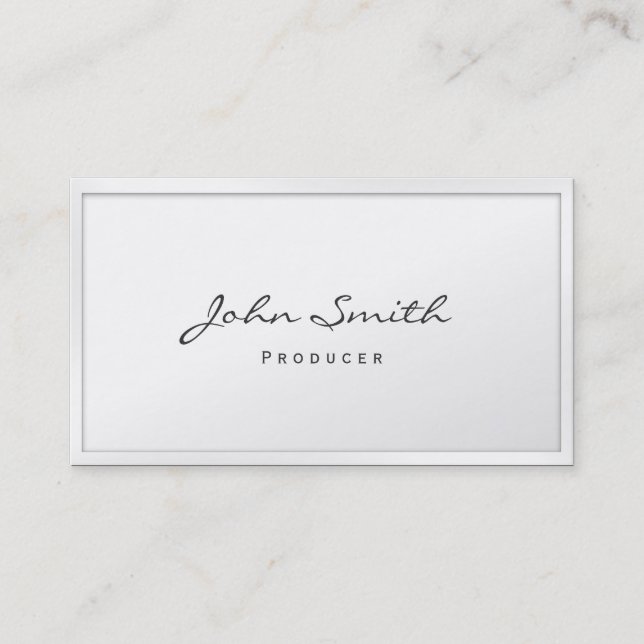 Producer Classy White Border Business Card (Front)