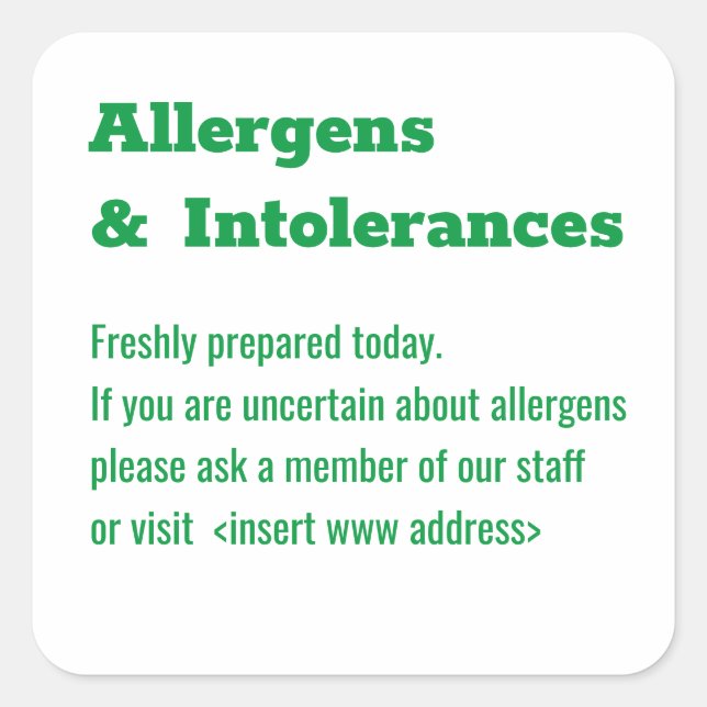 Product Allergy Alert Sticker (Front)