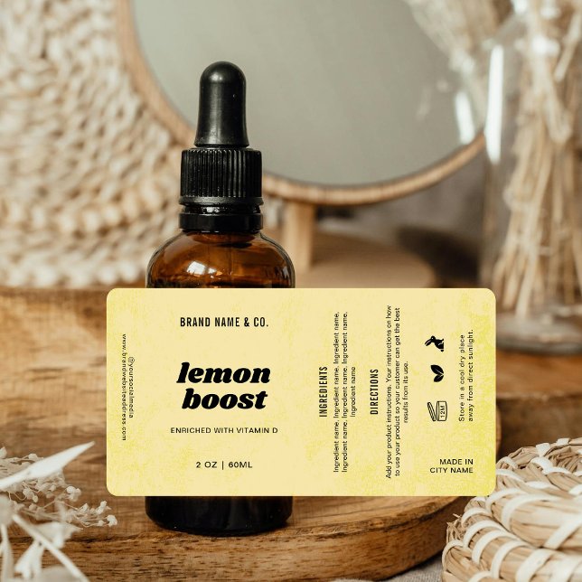  Product Customisable Lemon Yellow Rustic Label (Creator Uploaded)