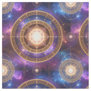 Product Detailed golden cosmic astrology chart ove Fabric